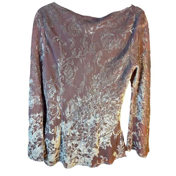 Bandolino Velvet Burnout Top Sz 12 Mauve Fairy Whimsy - Picture 3 of 7